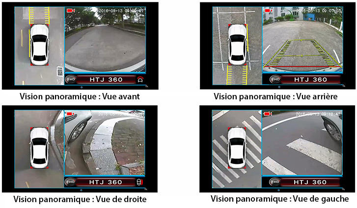 Kit 4 Cameras Vue Dessus Vehicule 360 Angle Cameras 180