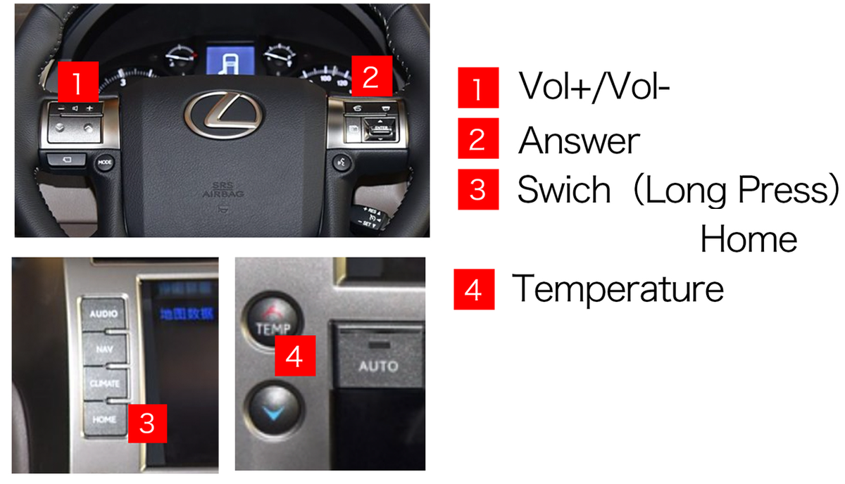 Activation CarPlay Lexus GX460 appui long bouton Switch Home commandes au volant