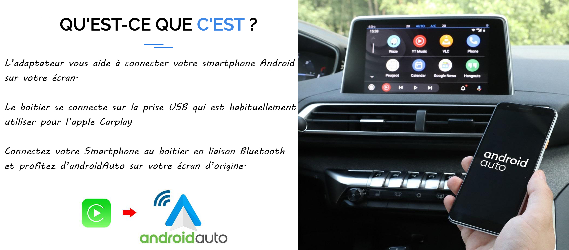 Vente S47 Boîtier de conversion filaire à sans fil pour voiture Carplay  Bluetooth 5.1 Android 12.0 pour Iphone/Smartphone Android, Appels mains  libres et diffusion audio - Banggood Français Mobile