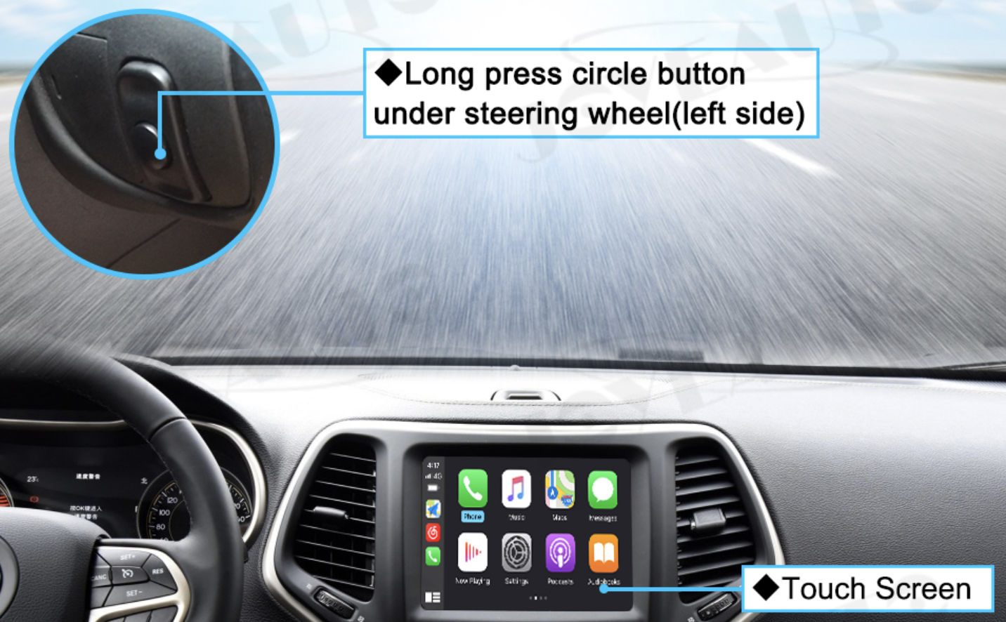 Activation CarPlay Jeep Renegade BU bouton NAV Uconnect 8,4 pouces
