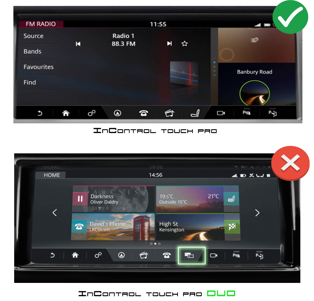 Système Duo double écran Land Rover Discovery 5 NON compatible