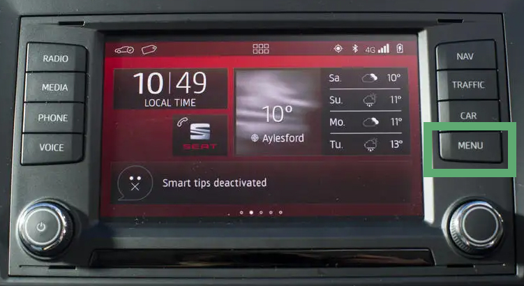 Activation CarPlay Seat Leon Ateca bouton MENU