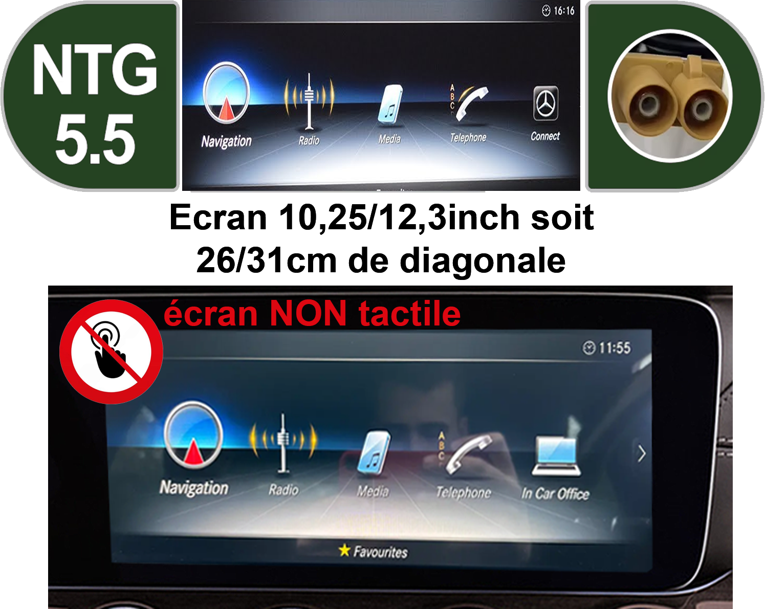 Mercedes Classe E W213 NTG5.5 écran 12,3 pouces NON tactile COMAND Controller