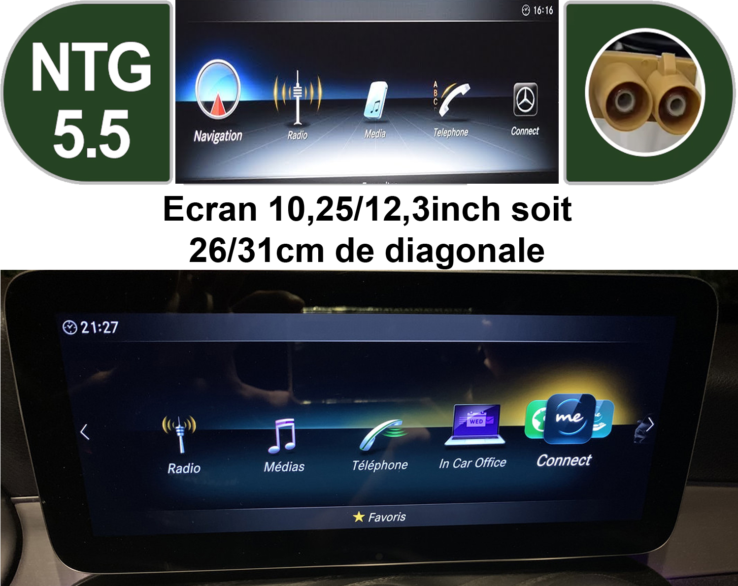 Version Mercedes NTG5.5 Classe C W205 GLC écran 10,25 pouces