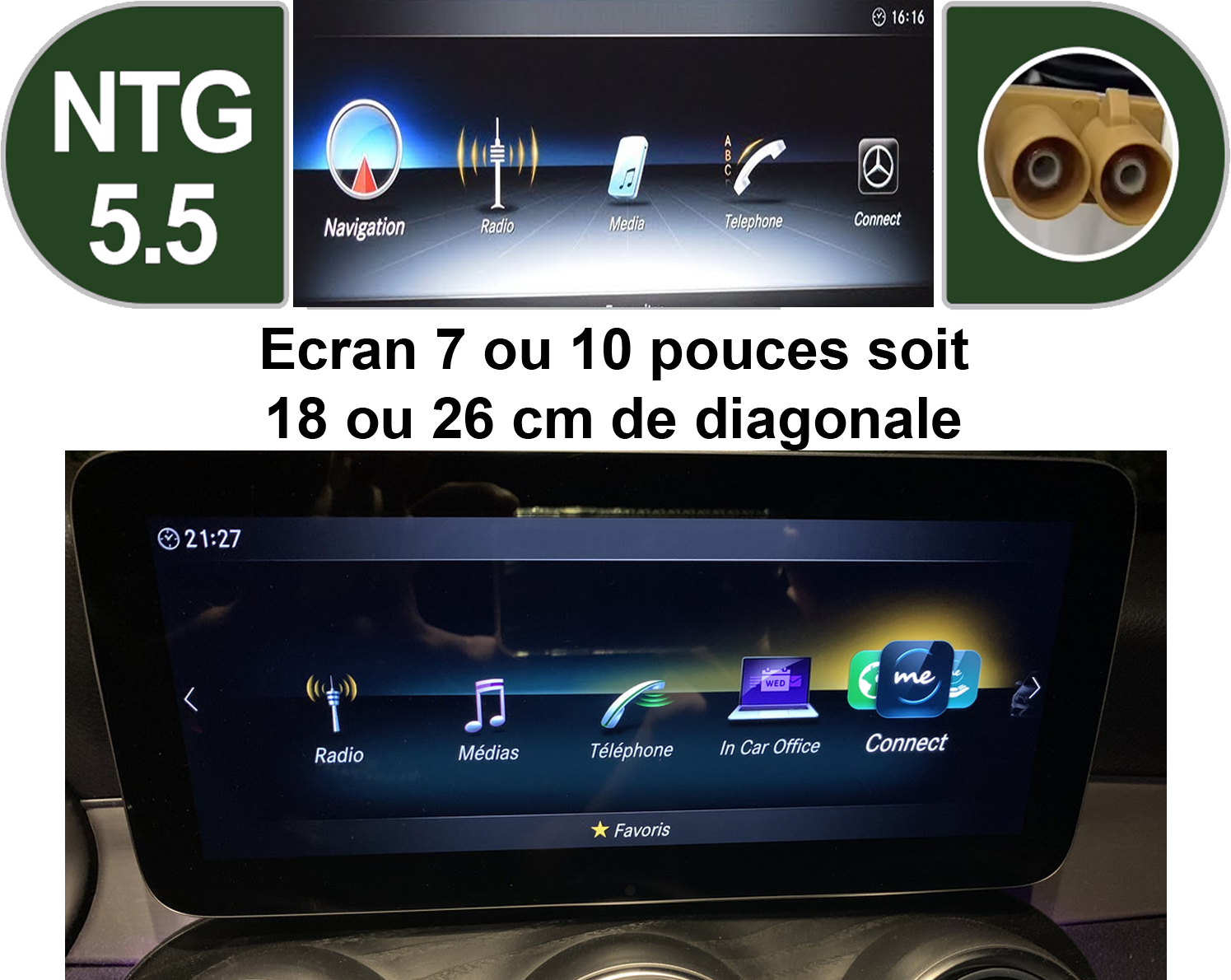 Interface Mercedes NTG5.5 écran 8.4 pouces Classe C W205 GLC X253 2017-2019 restylée